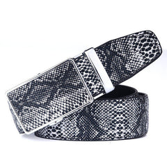 Men's Smart Ratchet No Holes Automatic Buckle Belt in Snake Skin - Blue Color