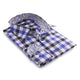 Blue Check with Paisley Mens Slim Fit Designer Dress Shirt - tailored Cotton Shirts for Work and Casual Wear - Amedeo Exclusive