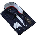 Navy Blue Colorful Mens Slim Fit Designer Dress Shirt - tailored Cotton Shirts for Work and Casual - Amedeo Exclusive