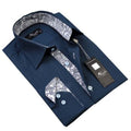 Medium Blue with White Paisley Mens Slim Fit Designer Dress Shirt - tailored Cotton Shirts for - Amedeo Exclusive