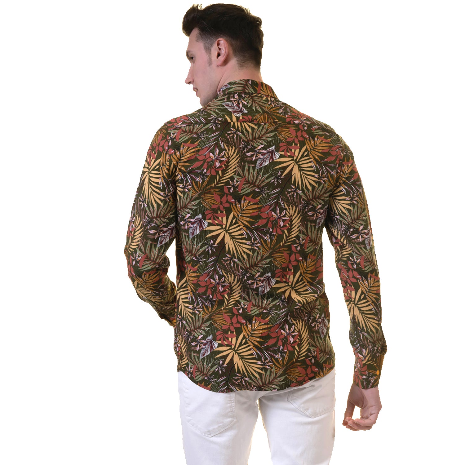 Floral Mens Slim Fit Designer Dress Shirt - tailored Cotton Shirts for Work and Casual Wear