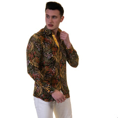 Floral Mens Slim Fit Designer Dress Shirt - tailored Cotton Shirts for Work and Casual Wear