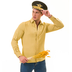 Mustard Colored Luxury Men's Tailor Fit Button Up European Made Linen Shirts