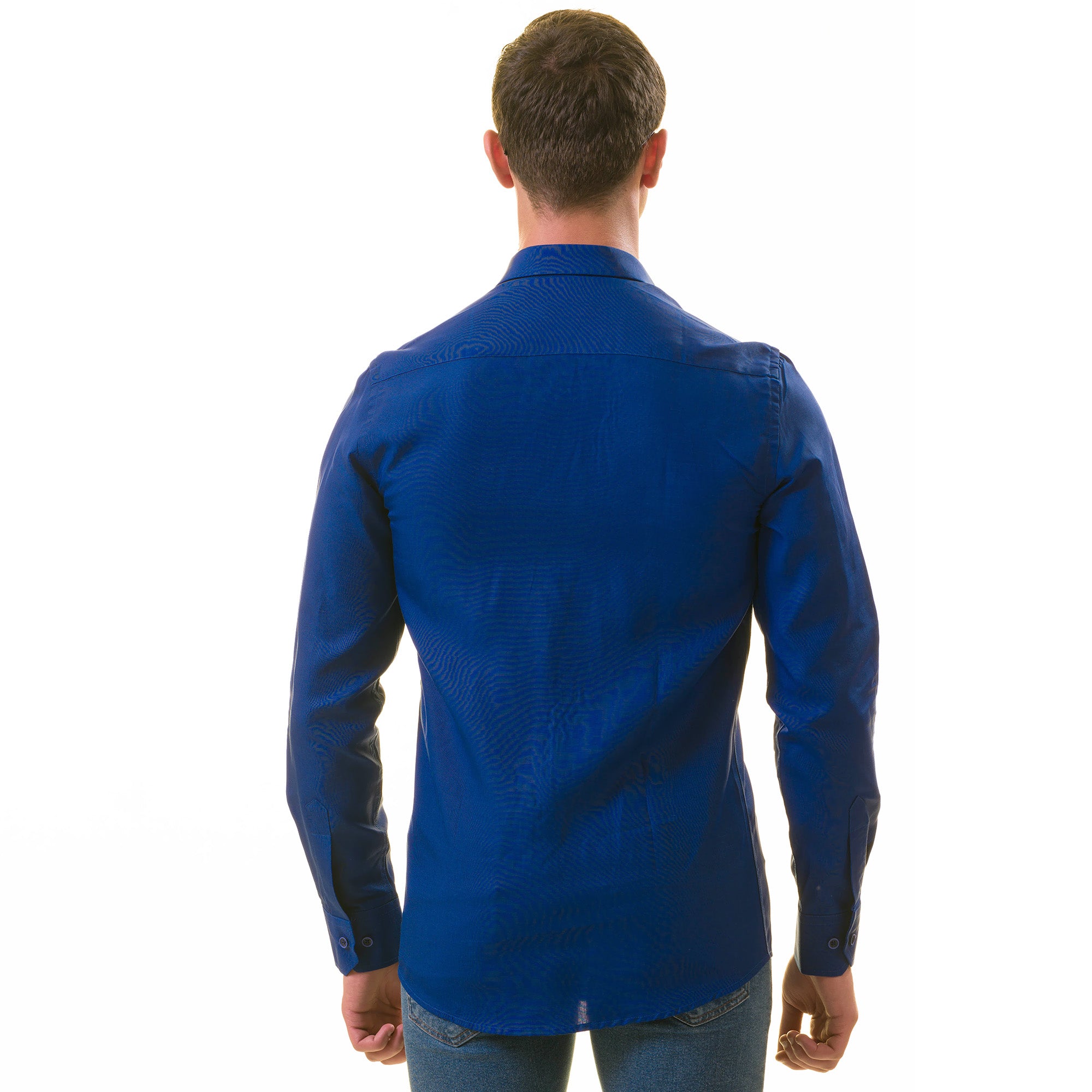 Royal Blue Luxury Men's Tailor Fit Button Up European Made Linen Shirts