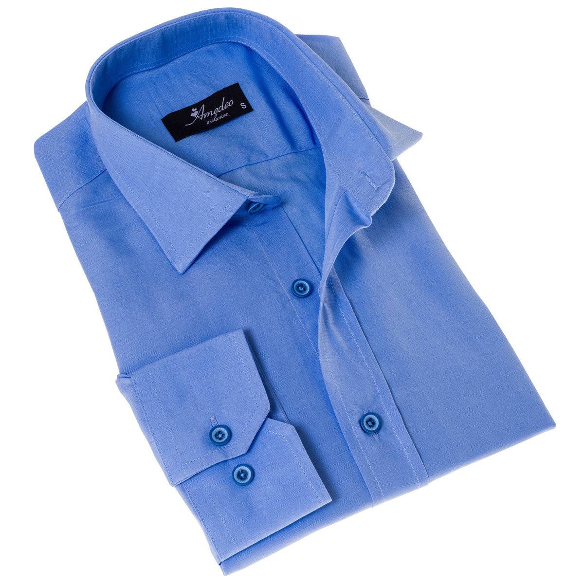 Sky Blue Luxury Men's Tailor Fit Button Up European Made Linen Shirts