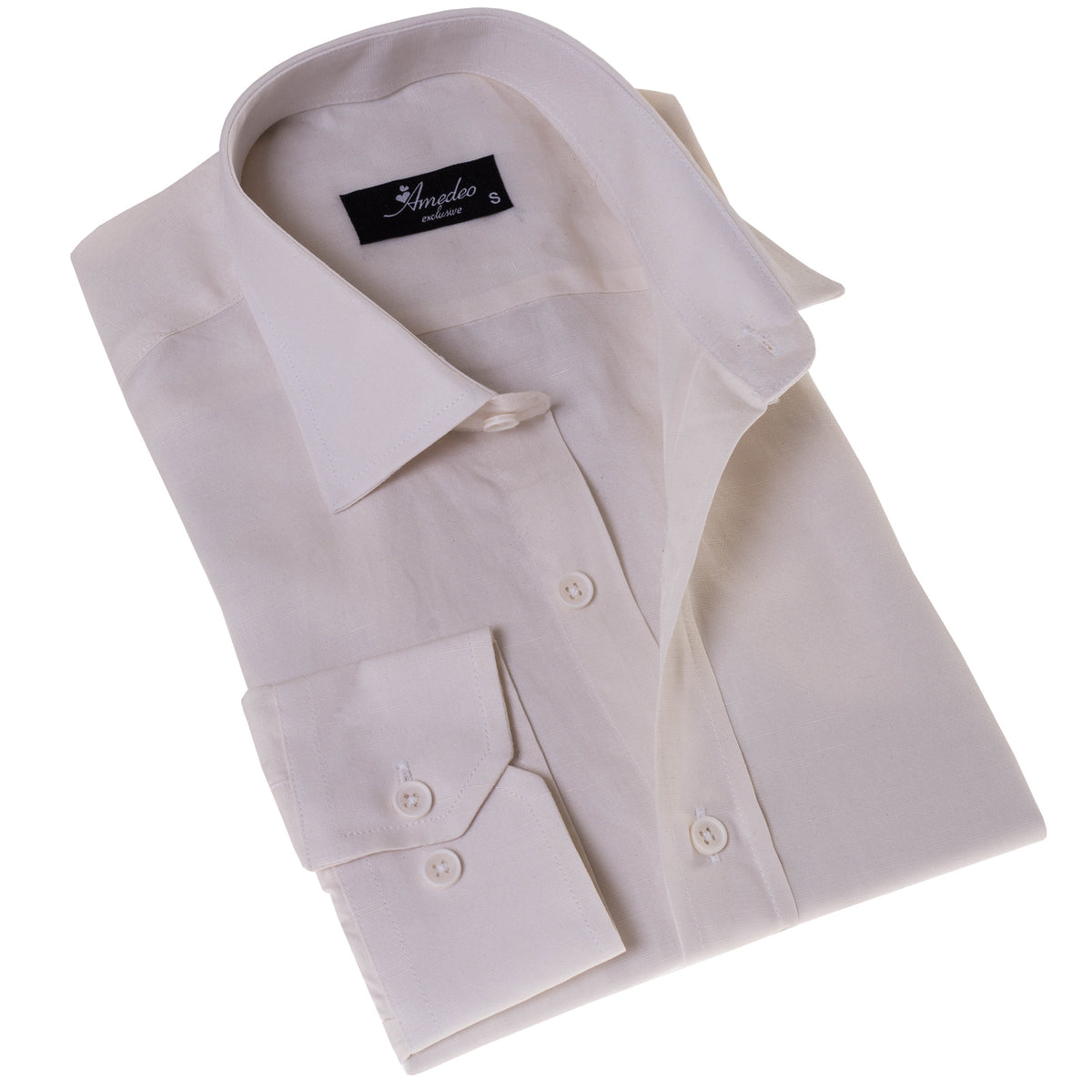 Off-White Luxury Men's Tailor Fit Button Up European Made Linen Shirts
