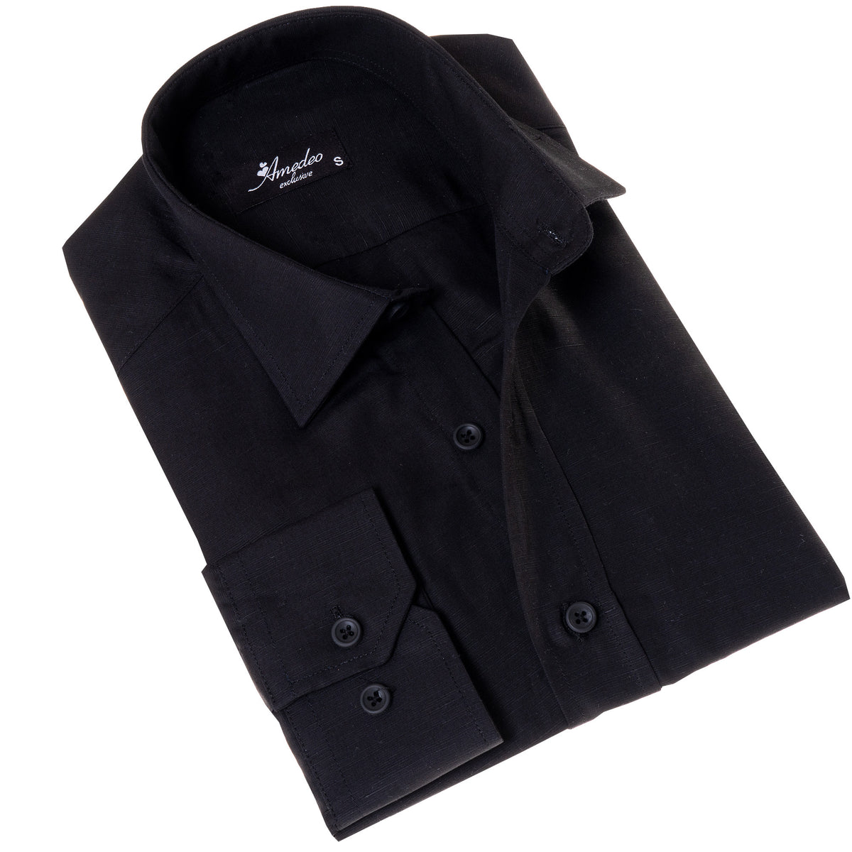 Black Luxury Men's Tailor Fit Button Up European Made Linen Shirts