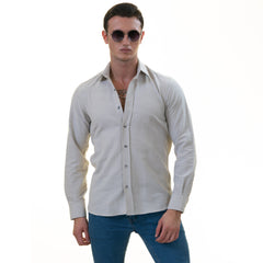 Light Gray Luxury Men's Tailor Fit Button Up European Made Linen Shirts