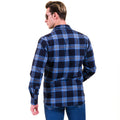 Blue Black Check Mens Slim Fit Designer French Cuff Shirt - tailored Cotton Shirts for Work and Casual Wear