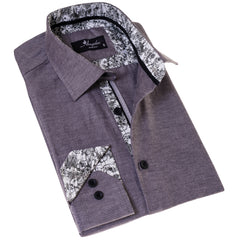 Black Oxford Men's Slim Fit Designer French Cuff Shirt - Tailored Cotton Shirts for Work and Casual Wear