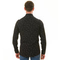 Black Floral Men's Slim Fit Designer Dress Shirt - Tailored Cotton Shirts for Work and Casual Wear