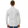 White Floral Men's  Slim Fit Designer Dress Shirt - Tailored Cotton Shirts for Work and Casual Wear