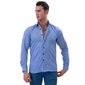 Blue inside Floral Men's  Slim Fit Designer  French Cuff Shirt - Tailored Cotton Shirts for Work and Casual Wear