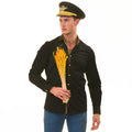 Black with inside Gold Men's Slim Fit Designer French Cuff Shirt - Tailored Cotton Shirts for Work and Casual Wear