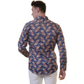White Blue Tropical Mens Slim Fit Designer Dress Shirt - tailored Cotton Shirts for Work and Casual Wear