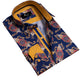 White Blue Tropical Mens Slim Fit Designer Dress Shirt - tailored Cotton Shirts for Work and Casual Wear