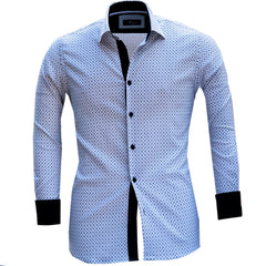 Light Blue Mens Slim Fit Designer Dress Shirt - Tailored Cotton Shirts For Work And Casual