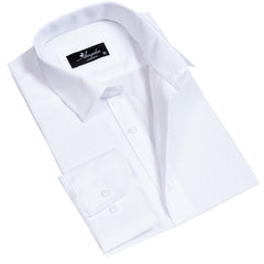 Solid White Mens Slim Fit Designer Dress Shirt - Tailored Cotton Shirts For Work And Casual