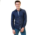 Rich Navy Blue Mens Slim Fit Designer Dress Shirt - Tailored Cotton Shirts For Work And Casual