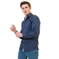 Rich Navy Blue Mens Slim Fit Designer Dress Shirt - Tailored Cotton Shirts For Work And Casual