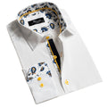White Mens Slim Fit Designer Dress Shirt - Tailored Cotton Shirts For Work And Casual