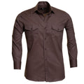 Dark Brown Mens Slim Fit Designer Dress Shirt - tailored Cotton Shirts for Work and Casual Wear