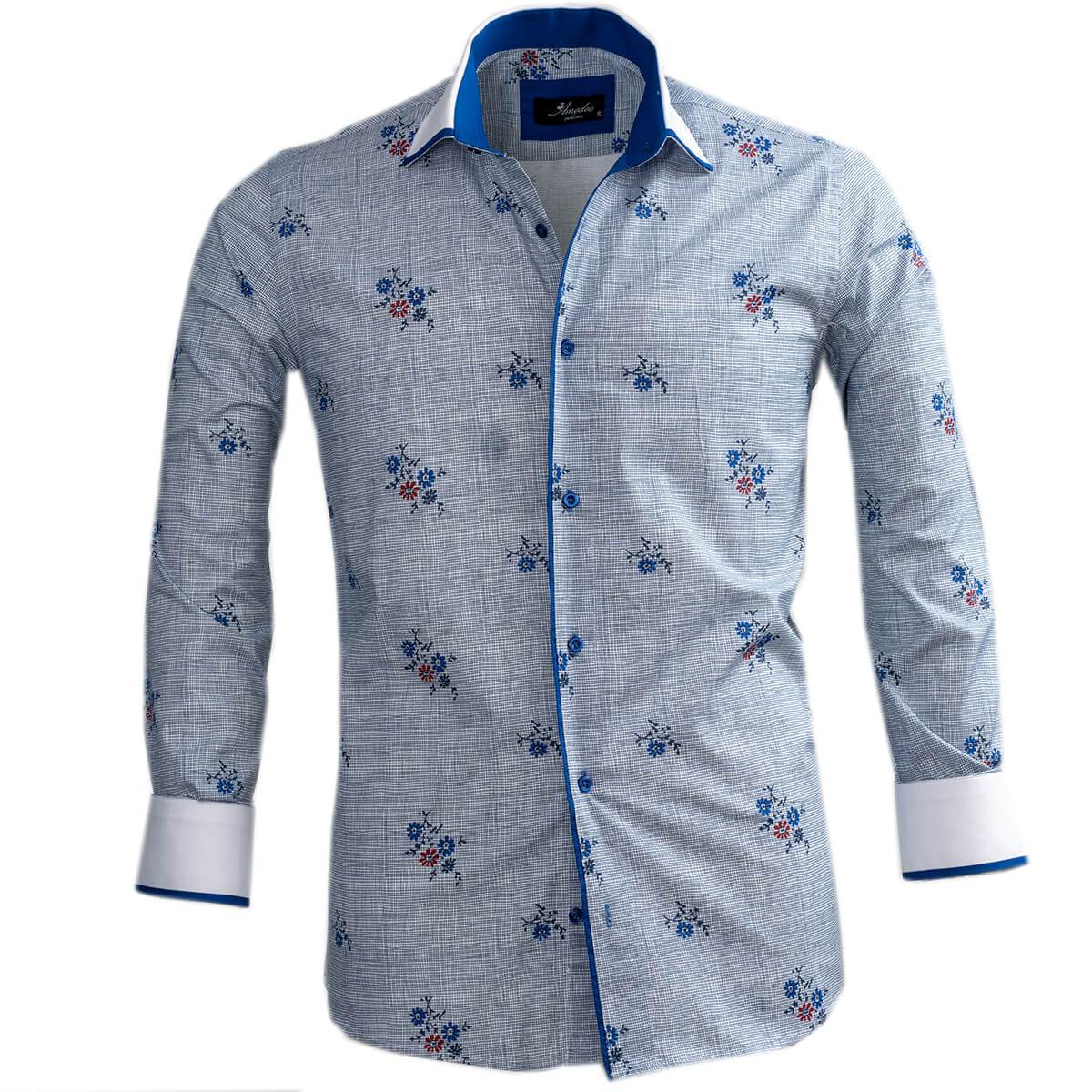 Sky Blue Blue Flower Shirt Mens Light Sky Blue Floral Mens Slim