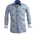 Light Sky Blue Floral Mens Slim Fit Designer Dress Shirt - tailored Cotton Shirts for Work and Casual Wear - Amedeo Exclusive