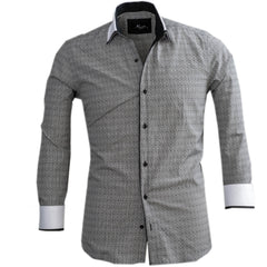 Grey Stars Mens Slim Fit Designer Dress Shirt - tailored Cotton Shirts for Work and Casual Wear - Amedeo Exclusive