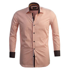 Light Orange Mens Slim Fit Designer Dress Shirt - tailored Cotton Shirts for Work and Casual Wear - Amedeo Exclusive