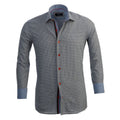 Navy Blue White Checkered Mens Slim Fit Designer Dress Shirt - tailored Cotton Shirts for Work and - Amedeo Exclusive