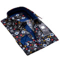 Black Red Colorful Floral Mens Slim Fit Designer Dress Shirt - tailored Cotton Shirts for Work and Casual Wear - Amedeo Exclusive