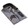 White Brown Paisley Mens Slim Fit Designer Dress Shirt - tailored Cotton Shirts for Work and - Amedeo Exclusive