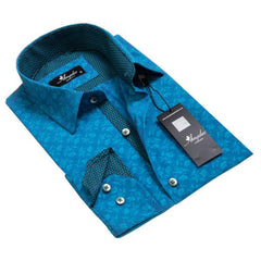 Blue Mens Slim Fit Designer Dress Shirt - tailored Cotton Shirts for Work and Casual Wear - Amedeo Exclusive
