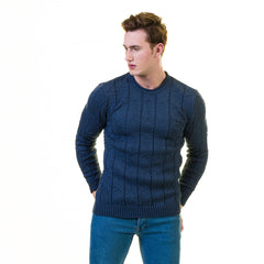 Dark Blue European Wool Luxury Zippered With Sweater Jacket Warm Winter Tailor Fit