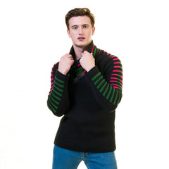 Black, Green and Red European Wool Luxury Zippered With Sweater Jacket Warm Winter Tailor Fit