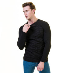 Dark Black Wool Luxury Zippered With Sweater Jacket Warm Winter Tailor Fit