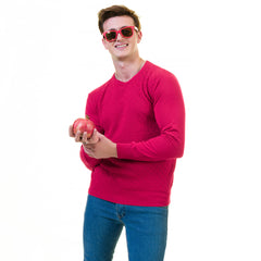 Dark Pink European Wool Luxury Zippered With Sweater Jacket Warm Winter Tailor Fit