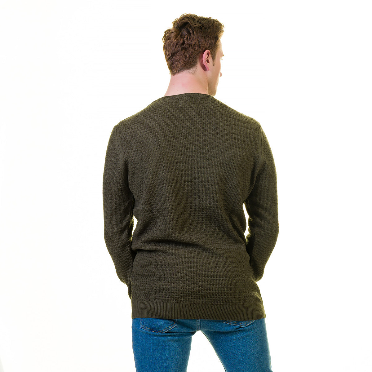 Green European Wool Luxury Zippered With Sweater Jacket Warm Winter Tailor Fit