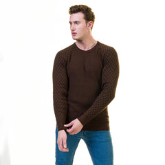 Dark Brown European Wool Luxury Zippered With Sweater Jacket Warm Winter Tailor Fit