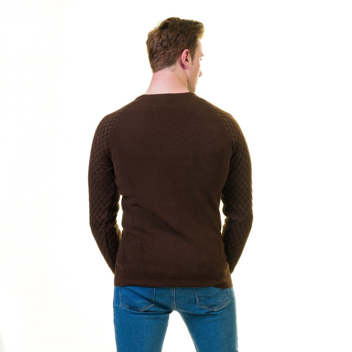 Dark Brown European Wool Luxury Zippered With Sweater Jacket Warm Winter Tailor Fit