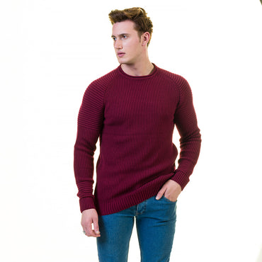 Solid Maroon European Wool Luxury Zippered With Sweater Jacket Warm Winter Tailor Fit