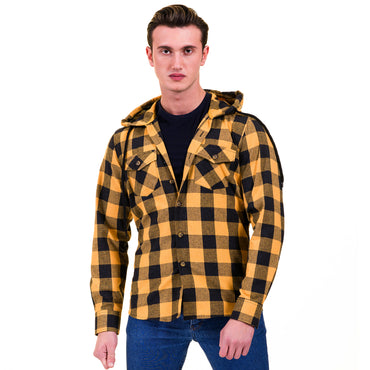 Yellow & Black European Wool Luxury Zippered With Hoodie Sweater Jacket Warm Winter Tailor Fit