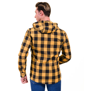 Yellow & Black European Wool Luxury Zippered With Hoodie Sweater Jacket Warm Winter Tailor Fit