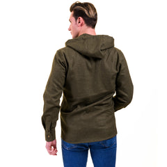 Solid Olive Green European Wool Luxury Zippered With Hoodie Sweater Jacket Warm Winter Tailor Fit