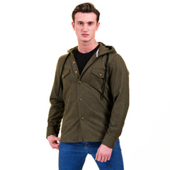 Solid Olive Green European Wool Luxury Zippered With Hoodie Sweater Jacket Warm Winter Tailor Fit