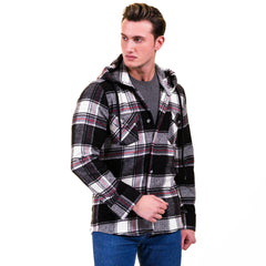 Black White Red Plaid European Wool Luxury Zippered With Hoodie Sweater Jacket Warm Winter Tailor Fit