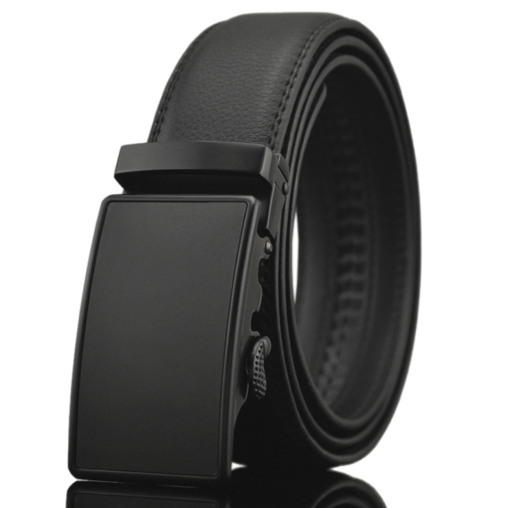 Men's Genuine Leather Smart Ratchet Automatic Belt Perfect Fit No holes! Black - Amedeo Exclusive