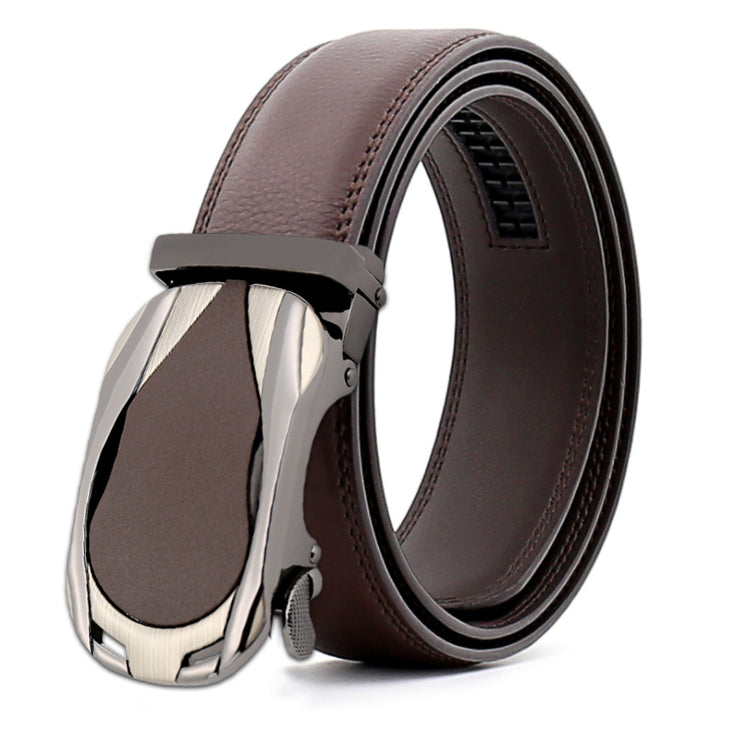 Men's Genuine Leather Smart Ratchet Automatic Belt Perfect Fit No holes! Brown - Amedeo Exclusive