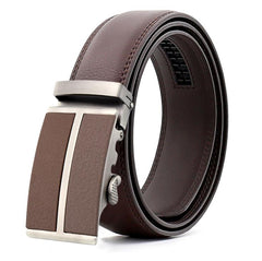Amedeo Exclusive Men's Brown Belt Silver Brown Buckle Leather - Amedeo Exclusive